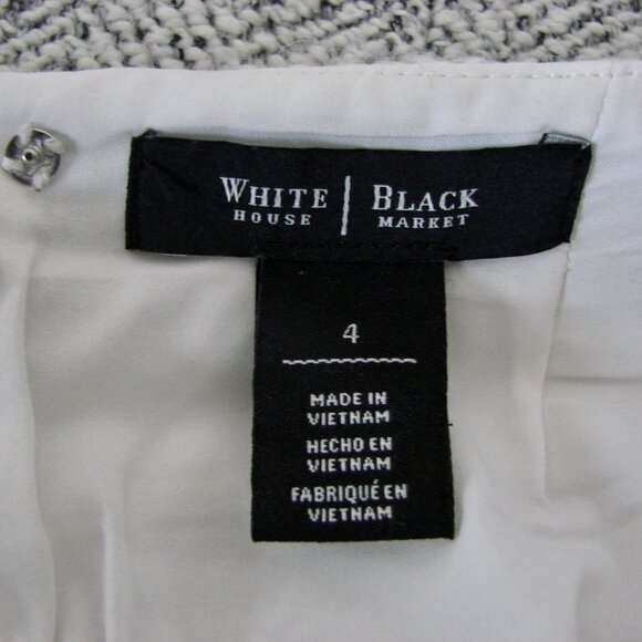 Wool Blend Tweed Pencil Skirt Black Cream White House Black Market Work Office 4 - Picture 5 of 12